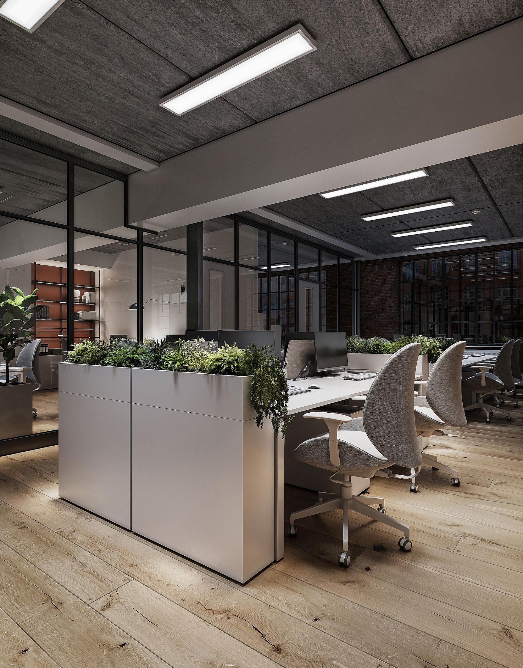 Workstation row in a finished office fit-out near Luton