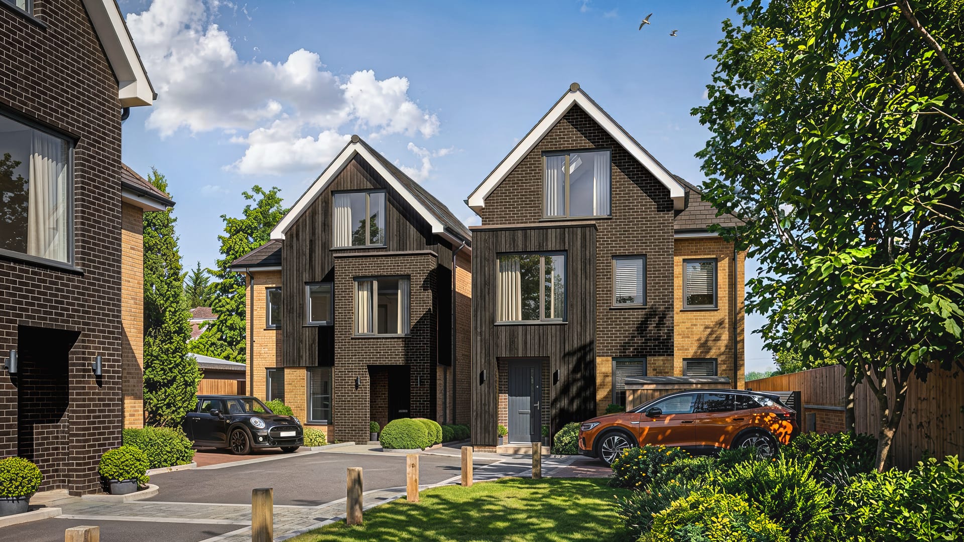 CGI visualisation of new build homes for property developer off-plan marketing