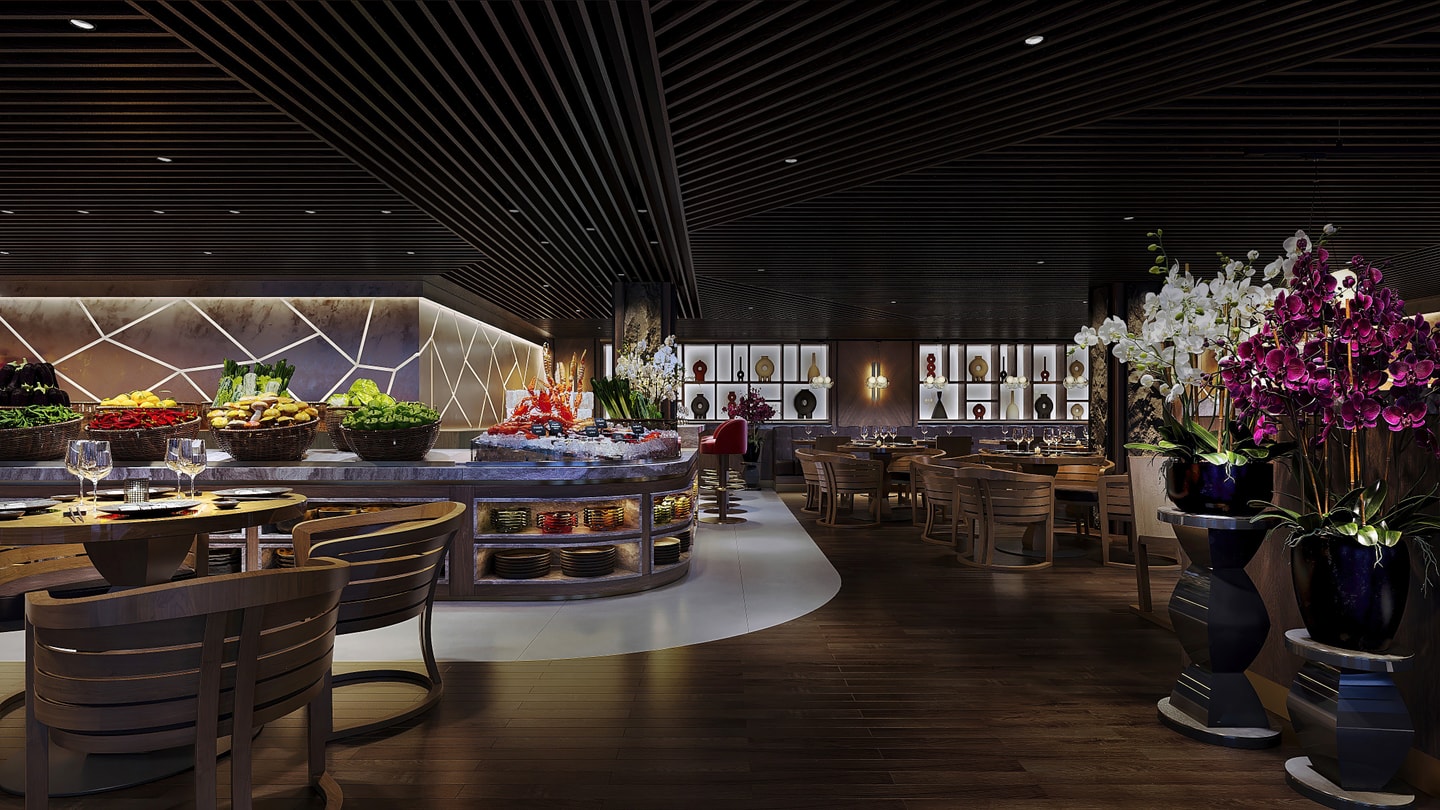 Dark dining room interior design for a restaurant in Luton